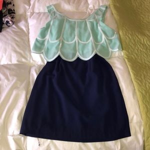 Minuet sea foam and navy dress